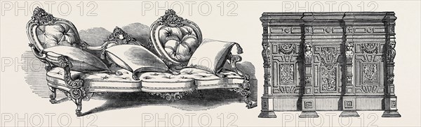 WALNUT TREE COUCH, BY JACKSON; COMMODE, BY VAN BALTHOVEN