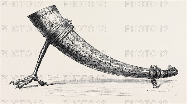 TENURE HORN OF IVORY, STEEL MOUNTINGS, 1869