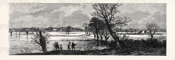 THE HUNTING DISASTER IN YORKSHIRE: GENERAL VIEW OF THE RIVER URE IN FLOOD, WHERE THE ACCIDENT HAPPENED, 1869