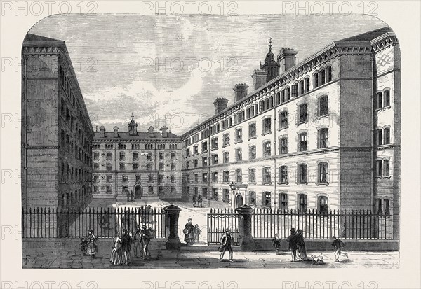PEABODY SQUARE, WESTMINSTER, FOR THE DWELLINGS OF THE POOR, LONDON, UK, 1869