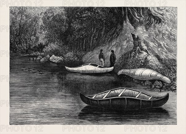 FISHING ON THE RISTIGOUCHE, IN CANADA: DRAWING BY PRINCESS LOUISE, IN THE EXHIBITION OF THE SOCIETY OF PAINTERS IN WATER COLOURS, 1880