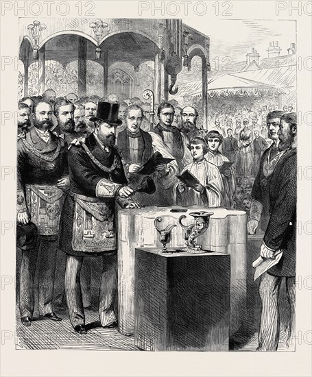 ROYAL VISIT TO TRURO: THE PRINCE OF WALES LAYING THE CORNER STONE OF TRURO CATHEDRAL, "May the good seed of His Word, sown here in the hearts of men, take root, and bring forth fruit a hundredfold, to their benefit and His glory. So note it be.", 1880