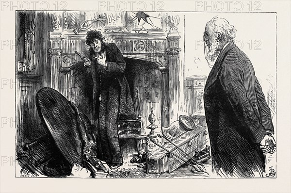"My Lord was jabbering over a pistol when the Doctor arrived, and the great glass over the mantelpiece in the state drawing-room in Belgrave-square was freshly shattered.", 1880