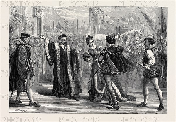 SCENE FROM "MARY, QUEEN O' SCOTS," AT THE PRINCESS'S THEATRE, LONDON, 1874