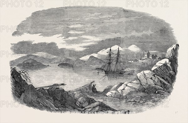 FISKERNOES, A DANISH SETTLEMENT, IN THE SOUTH OF GREENLAND, WITH "THE ISABEL" AT ANCHOR