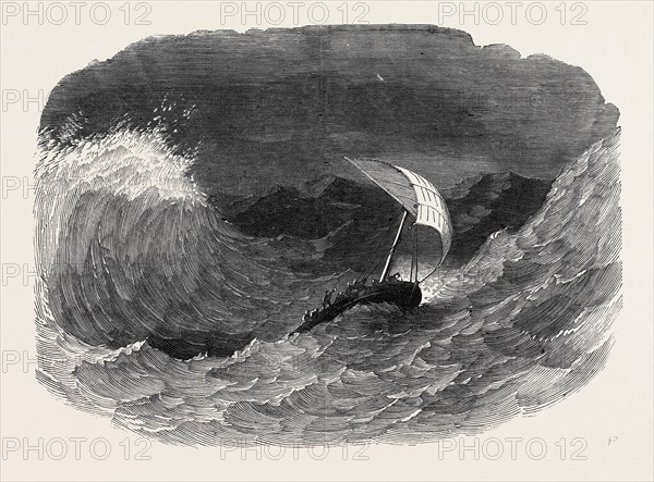 EXTREME PERIL OF THE "CASTOR'S" LAUNCH, SENT TO SURVEY THE BIRKENHEAD ROCK, 1852