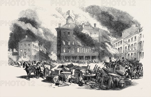 GREAT FIRE AT MONTREAL: DALHOUSIE SQUARE, HAY'S HOUSE, 1852