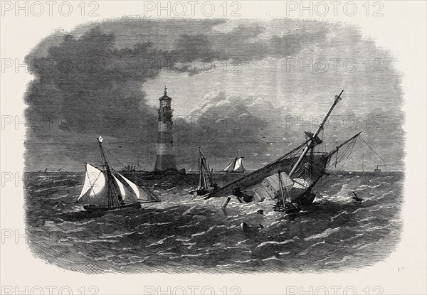 WRECK OP THE SCREW STEAMSHIP HIOGO ON THE EDDYSTONE ROCKS, 1867