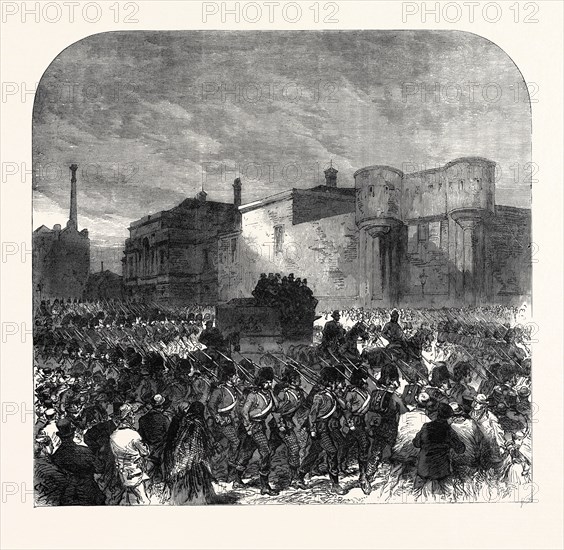 THE FENIAN TRIALS AT MANCHESTER: THE PRISONERS LEAVING THE NEW BAILEY FOR THE ASSIZE COURT, UK, 1867