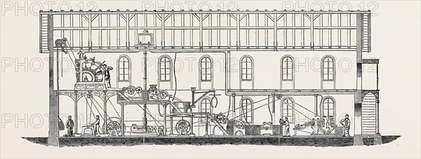 THE PARIS INTERNATIONAL EXHIBITION: WOODPULP MANUFACTORY, WITH H. VOELTIER'S PATENT MACHINE, FRANCE, 1867