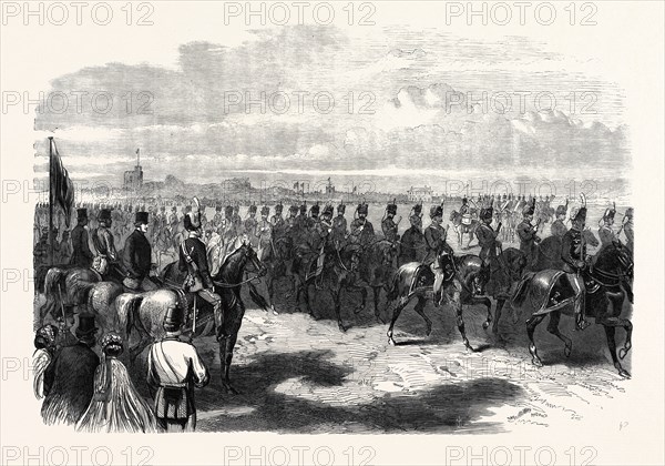 THE PRINCE OF WALES INSPECTING THE 11TH HUSSARS AT COLCHESTER, UK, 1866