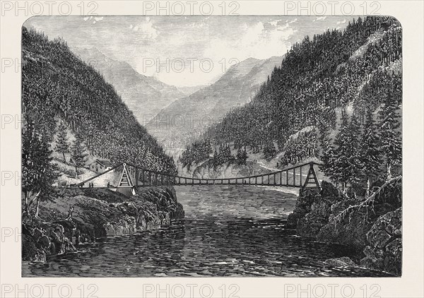 WIRE SUSPENSION BRIDGE OVER THE FRASER RIVER, BRITISH COLUMBIA, 1866