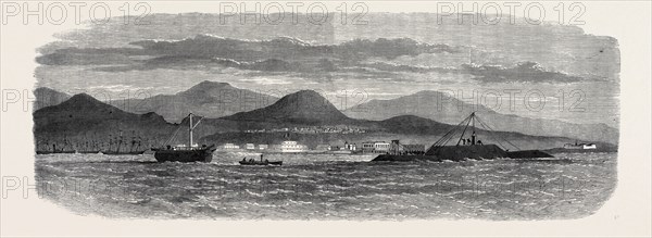 THE PERUVIAN IRONCLAD LOA ASHORE ON CALLAO SPIT, 1866
