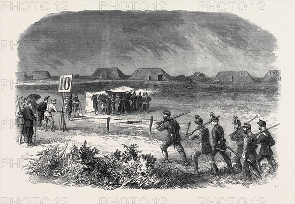 FIRING AT THE 200 YARDS RANGE ON THURSDAY WEEK, NATIONAL RIFLE ASSOCIATION MEETING AT WIMBLEDON, JULY 13, 1861
