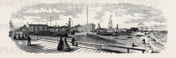 VIEW OF BUILDINGS FACING THE SEA AT GREAT YARMOUTH FROM THE OLD JETTY TO THE BRITANNIA PIER