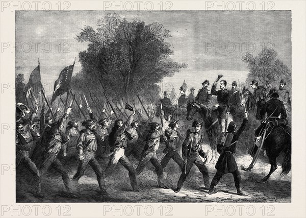 THE CIVIL WAR IN AMERICA: THE CONFEDERATE ARMY, MISSISSIPPIANS PASSING IN REVIEW BEFORE GENERAL BEAUREGARD AND STAFF