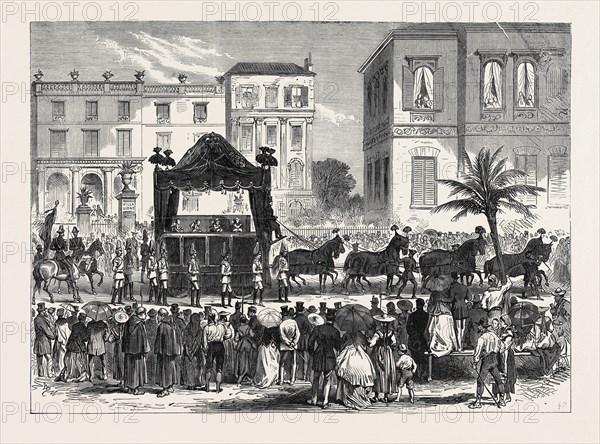 FUNERAL PROCESSION OF THE LATE KING OF BAVARIA AT NICE: THE CORTÃƒâ€°GE LEAVING THE VILLA LIONS, 1868