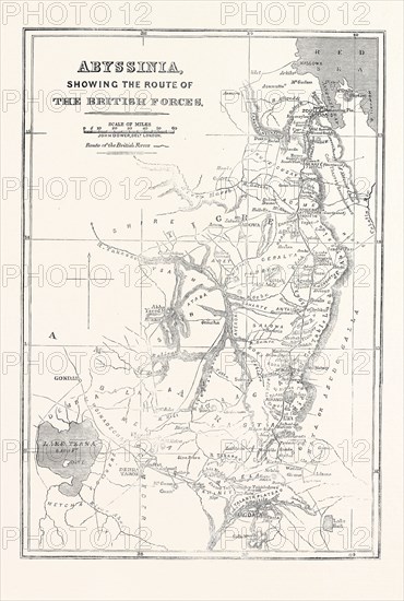 ABYSSINIA, SHOWING THE ROUTE OF THE BRITISH FORCES, 1868