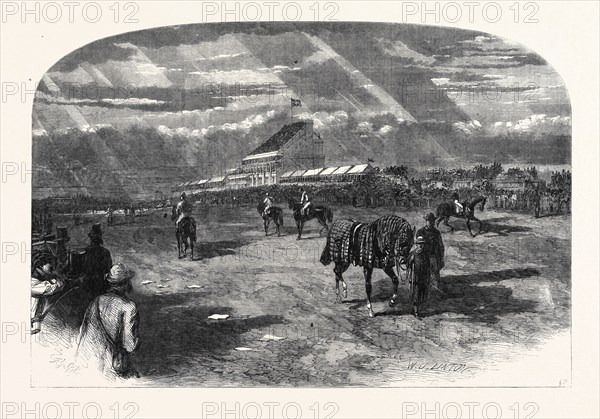 THE DERBY DAY: VIEW OF THE COURSE FROM NEAR "THE CORNER," LOOKING TOWARDS THE PADDOCK