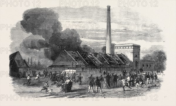EXPLOSION AT THE GOVERNMENT GUNPOWDER WORKS NEAR WALTHAM: THE POWDER MILLS AFTER THE EXPLOSION, 1861