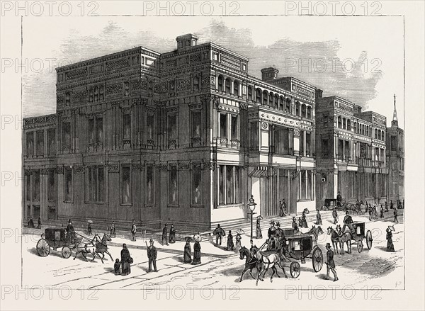 GLIMPSES OF THE ARCHITECTURAL PROGRESS OF NEW YORK CITY. THE VANDERBILT PALACES ON FIFTH AVENUE, BETWEEN FIFTY-FIRST AND FIFTY-SECOND STREETS.