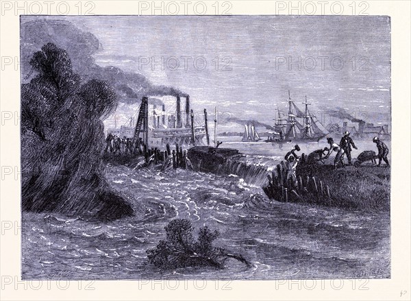A levee breach at the Mississippi, United States of America