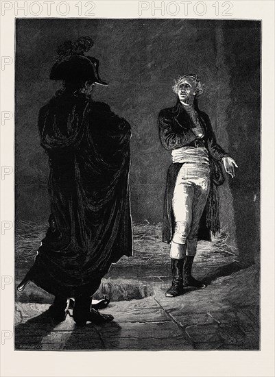 "NINETY THREE" THE ANCESTOR; At the noise of the opening and shutting of the door, he raised his head, and the lamp, placed on the floor between Gauvain and the Marquis, struck full upon the face of both men. They looked at each other, and something in the glance of either kept the two motionless. At length the Marquis burst out laughing, and exclaimed, "Good evening, sir, it is a long time since I have had the pleasure of meeting you."