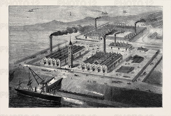 BARROW-IN-FURNESS: ITS HISTORY AND ITS INDUSTRIES, MEETING OF THE IRON AND STEEL INSTITUTE: THE IRON SHIP BUILDING YARD, SEPTEMBER 12, 1874, UK