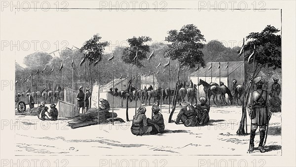 THE WAR IN EGYPT: CAMP OF THE THIRTEENTH BENGAL LANCERS BESIDE THE QUAY MEHEMET ALI, ISMAILIA