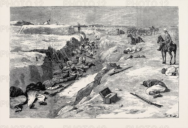 THE WAR IN EGYPT, THE STORMING OF TEL-EL-KEBIR, SEPTEMBER 13: COLD STEEL, A TRENCH AT TEL-EL-KEBIR: IN THE GRAND REDOUBT AFTER THE ASSAULT BY GENERAL ALISON'S BRIGADE