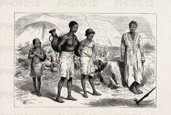 WITH ADMIRAL SIR W. HEWETT'S EMBASSY TO KING JOHN OF ABYSSINIA: ABYSSINIAN WATER-GIRLS BRINGING WATER TO CAMP AND LADY ADOWA