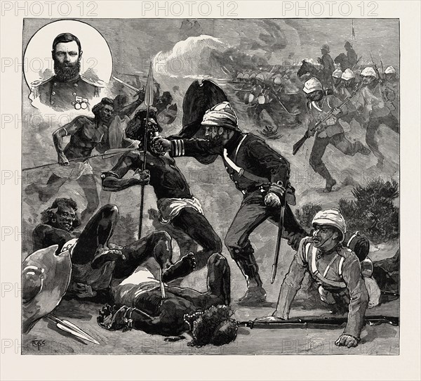 CAPTAIN ARTHUR KNYVET WILSON, V.C., R.N., AT THE BATTLE OF TEB. During one of the Arab charges on the British Square Captain Wilson, R.N., sprang to the front, and, though his sword was broken, he engaged in single combat with several of the enemy. But for the action of this officer, Sir Redvers Buller thinks one or more of his detachment must have been speared. For his conspicuous bravery on this occasion Captain Wilson has been awarded the Victoria Cross.
