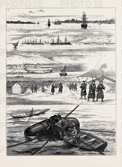 THE EASTERN QUESTION, FROM CONSTANTINOPLE TO KISCHINEFF: 1. "Europe and Asia:" The Marmora Mouth of the Bosphorus; 2. The Turkish Fleet in the Bosphorus; 3. Fortifications at Varna; 4. The Camp at Kischineff; 5. En Route for Russia: We Part with the Buoy