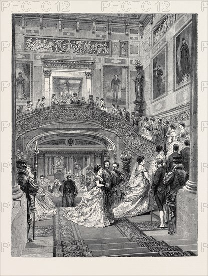 THE STAIRCASE AT BUCKINGHAM PALACE, LONDON, 1870