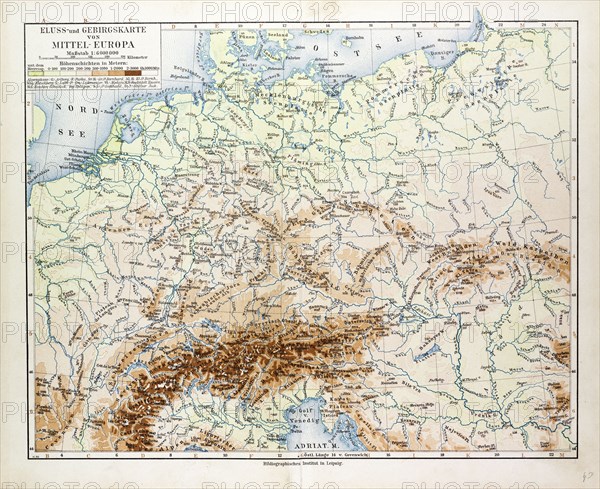 MAP OF CENTRAL EUROPE, 1899