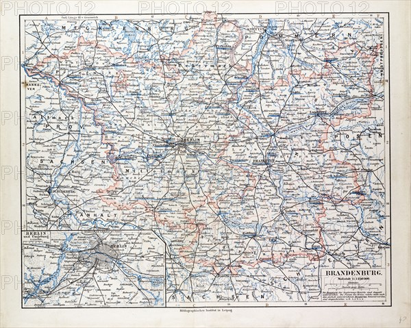 MAP OF BRANDENBURG, GERMANY, 1899