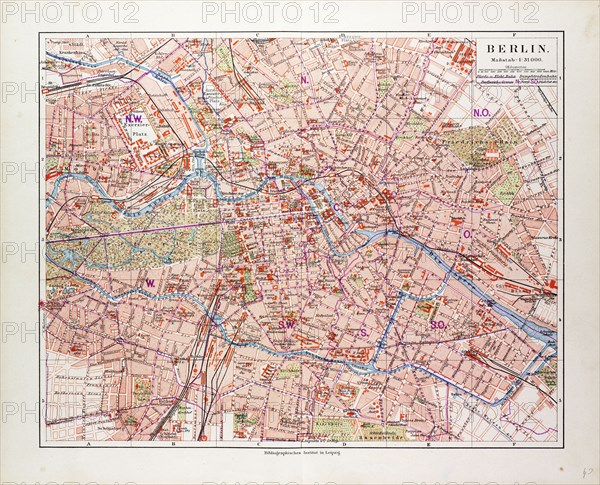 MAP OF BERLIN, GERMANY, 1899