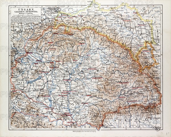 MAP OF HUNGARY, 1899