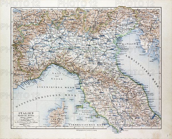 MAP OF NORTH ITALY, 1899