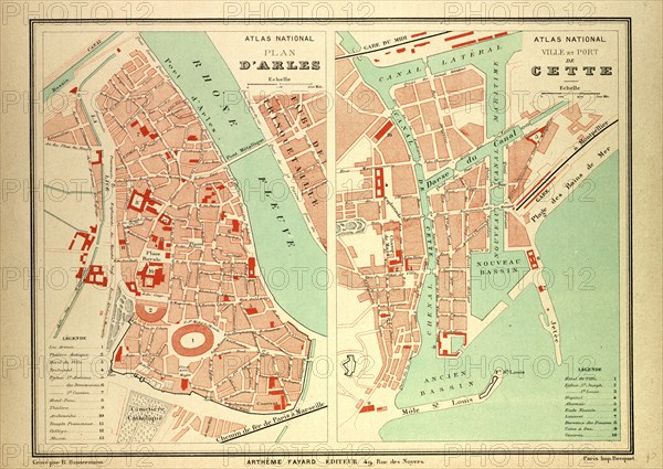 MAP OF ARLES AND CETTE, FRANCE