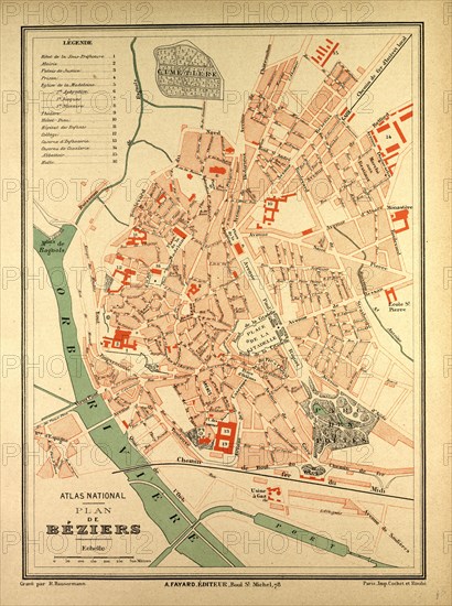 MAP OF BÃâZIERS, FRANCE