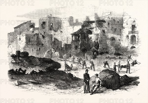 GAETA: EFFECTS OF THE EXPLOSION OF THE POWDER-MAGAZINE ON THE BASTION OF ST. ANTONIO, AS SEEN FROM THE BREACH