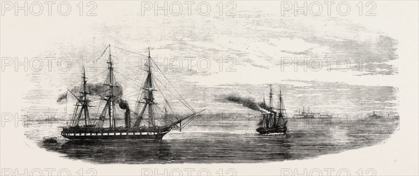 STEAMSHIPS RECONNOITRING AT SVEABORG, IN THE GULF OF FINLAND, 1854