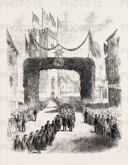 PROCESSION TO THE LAYING OF THE FOUNDATION STONE OF THE NEW CHURCH OF ST. THOMAS, NEWPORT, ISLE OF WIGHT, 1854