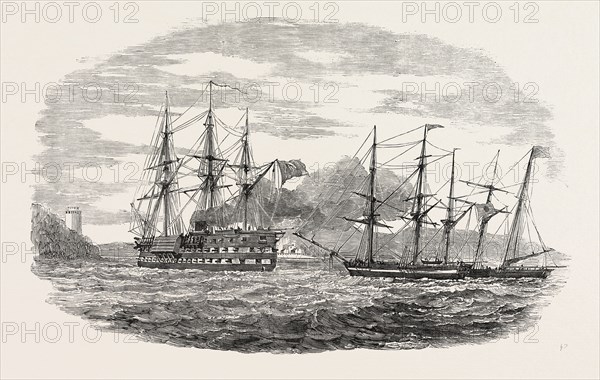 THE FRENCH SCREW STEAMER CHARLEMAGNE PASSING THE CASTLES OF EUROPE AND ASIA