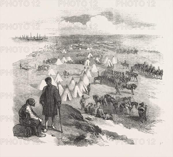 THE CRIMEAN WAR: THE BATTLE ON THE ALMA: ENGLISH ENCAMPMENT ON THE COAST NEAR TOULA, IN THE CRIMEA, 1854