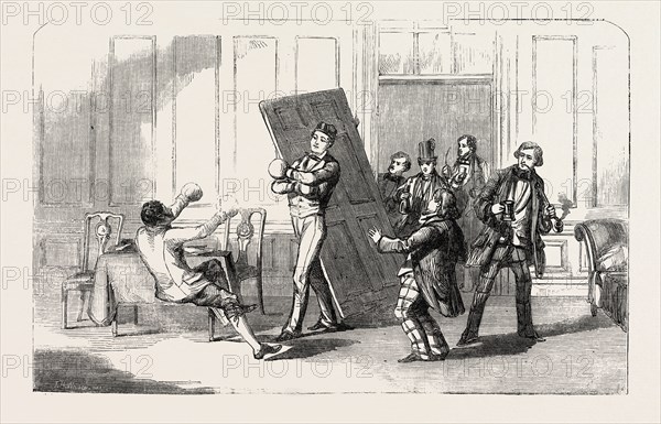 SCENE FROM THE NEW FARCE OF THE SLOW MAN, AT THE ADELPHI THEATRE, LONDON, UK, 1854
