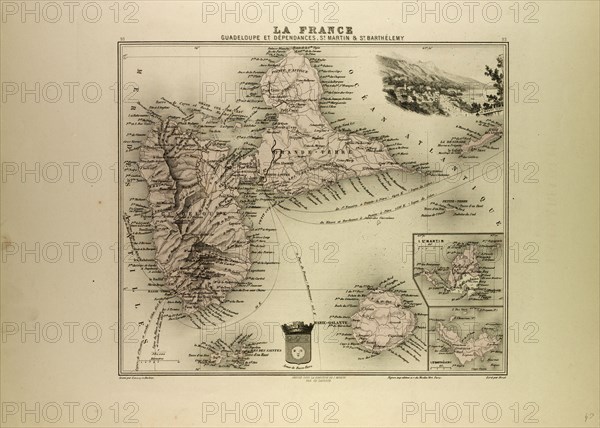 MAP OF GUADELOUPE, ST. MARTIN AND ST. BARTHÃâLEMY, 1896