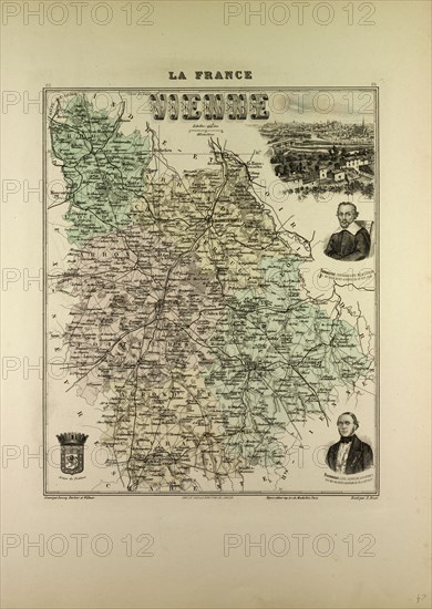 MAP OF VIENNE, 1896, FRANCE
