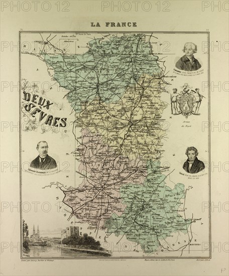 MAP OF DEUX SÃƒË†VRES, 1896, FRANCE